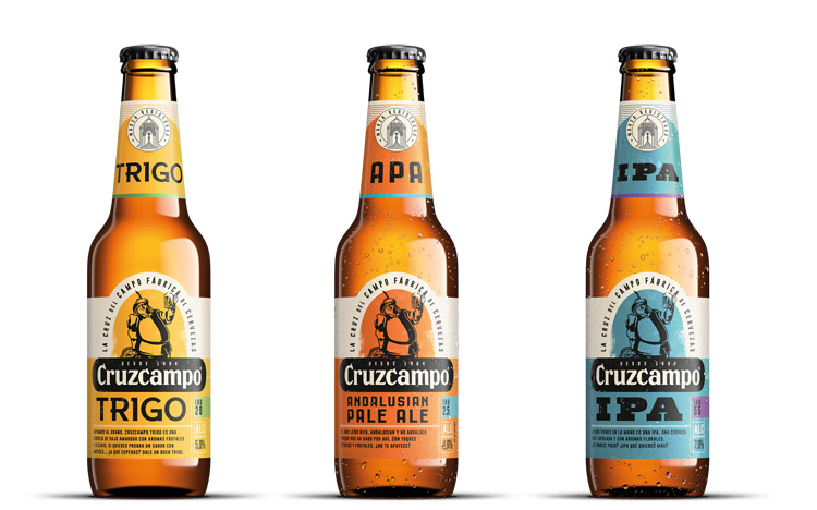 Las tres variedades de la gama Ale de Cruzcampo.