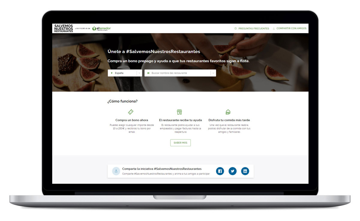 Web de la iniciativa Salvemos Nuestros Restaurantes de ElTenedor.