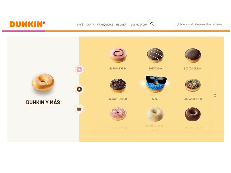 Imagen de la nueva web de Dunkin'.