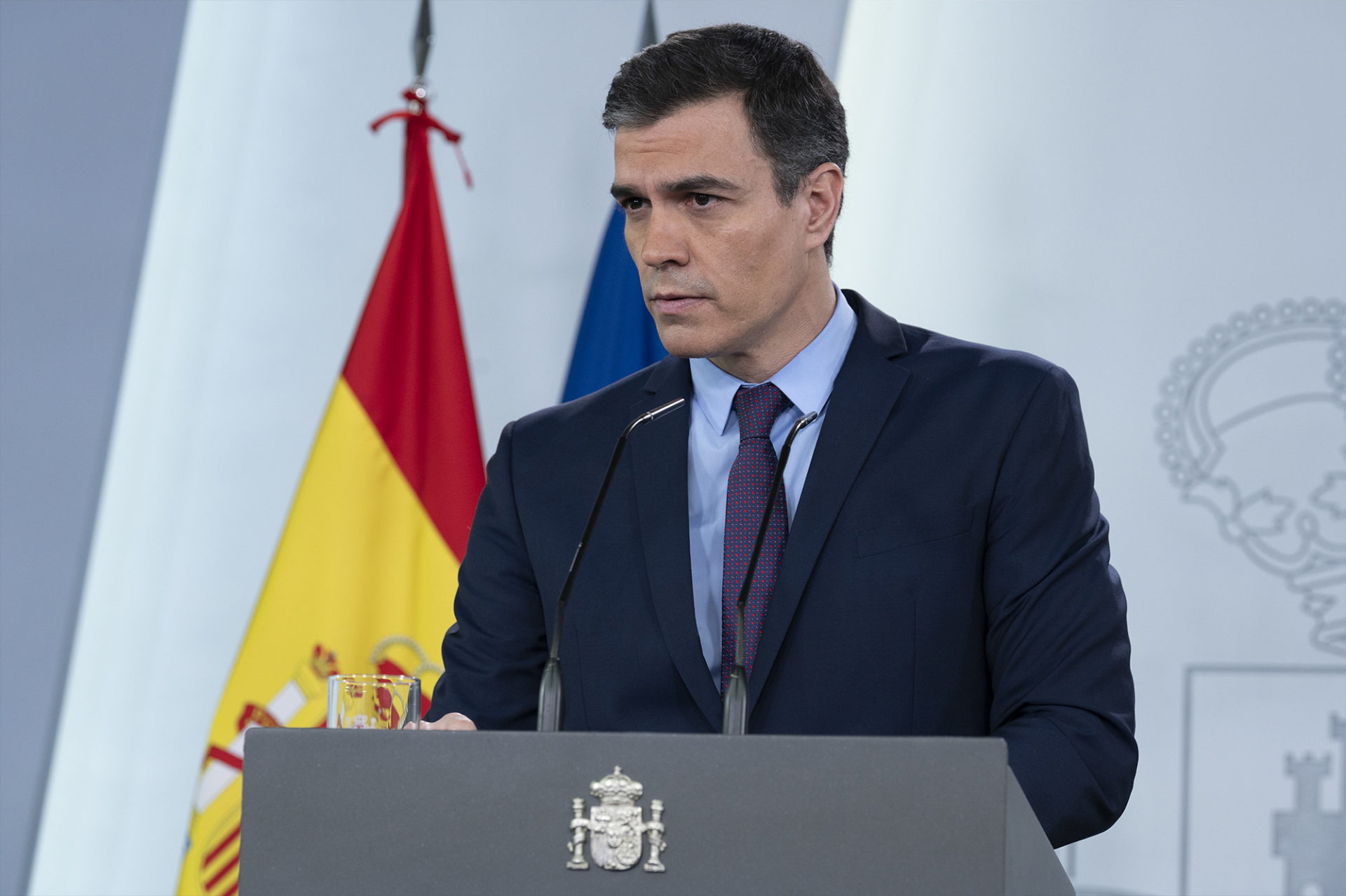 El presidente del Gobierno, Pedro Sánchez durante una comparecencia ante los medios.