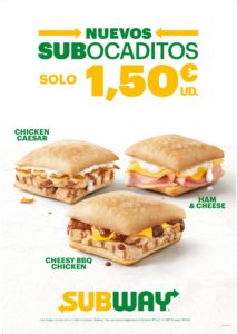 La nueva línea de SUBocaditos de Subway cuenta con tres referencias distintas: Chicken Caesar, Ham & Cheese y Cheesy BBQ Chicken.