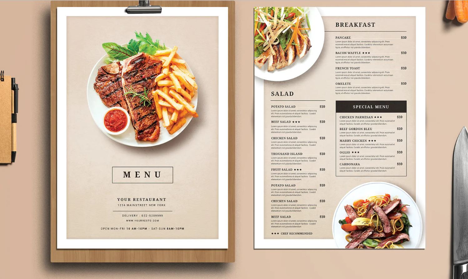 Menus Elegantes De Restaurantes Cartas de restaurantes: 19 diseños de carta y 6 consejos