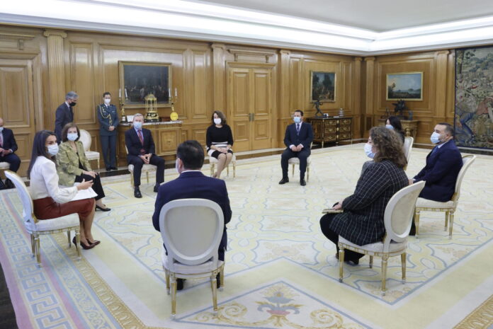 Representación de la junta directiva de la Asociación Española de Editoriales de Publicaciones Periódicas (AEEPP) en su reunión con la Reina Doña Letizia.